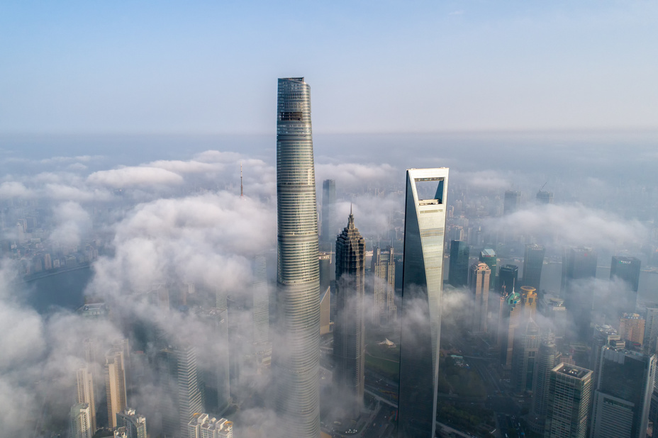 shanghai skyscrapers above the cloud
